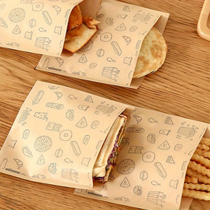 Sacs d'emballage en papier kraft personnalisés pour restaurants, résistants à l'huile, de qualité alimentaire, pour pain et sandwichs, avec design <span class=keywords><strong>anti</strong></span>-adhésif, vente en gros - Product Image 1