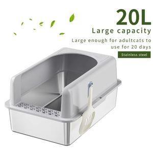 Cómoda Bandeja para Arena de Gatos de Acero Inoxidable de 20L, Duradera, Fácil de Limpiar, Desodoriza, Diseño Anti-Salpicaduras, Libre de Polvo, para Gatos de Todas las Edades - Product Image 5