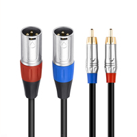 Câble audio blindé Bochara plaqué or 2RCA mâle vers 2XLR mâle OFC AUX pour amplificateur, mixeur, enceintes 1,8 m