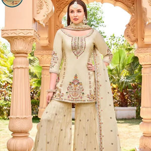 Conjunto de Kurti Sharara de Diseño para Mujer con Kurta Dupatta Bordada y Sharara Acampanada para Bodas y Fiestas - Product Image 1