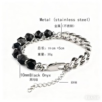 Bracelet Chaîne en Acier Inoxydable Œil de Tigre pour Hommes, Perles Facettées, Maillons Curb, Fermoir à Bascule, Bijou de Protection, Cadeau, Vente en Gros