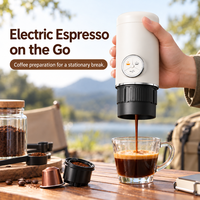 Machine à expresso électrique portable blanche avec porte-café moulu et porte-capsules, cafetière de voyage avec logo personnalisé OEM