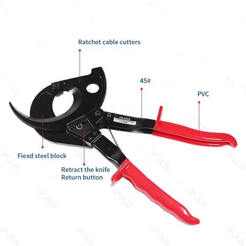 MALAYAS HS520A Heavy Duty Ratchet Cable Cutter - Cuts Aluminum & Copper Cable Up To 400mm² - One-Hand Operation Tool-1111086