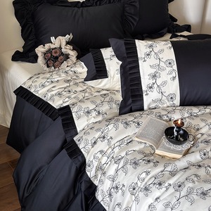 Ophelia Korean Style French Retro Floral <b>Bedding</b> <b>Set</b> 100 Cotton 4 Pcs Breathable Home Use - Product Image 1