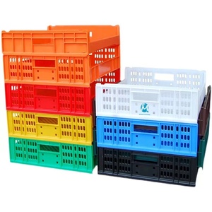 Caja móvil apilable de plástico HDPE de calidad alimentaria, caja de almacenamiento plegable con estilo de malla para pan, caja de transporte pequeña y usada - Product Image 3