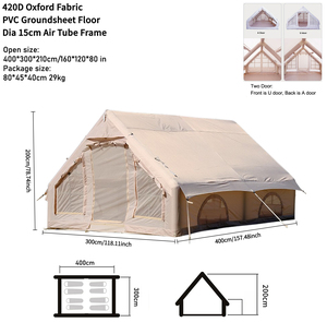 Tente de camping gonflable de luxe de 12 mètres carrés pour 4 à 6 personnes, en tissu Oxford <span class=keywords><strong>420D</strong></span> imperméable, pour le camping en plein air - Product Image 3