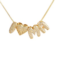 3d Bubble Letter Number Charms Puff Initial Pendant Personalized Name Jewelry Diamond Alphabet Balloon Letter Necklace