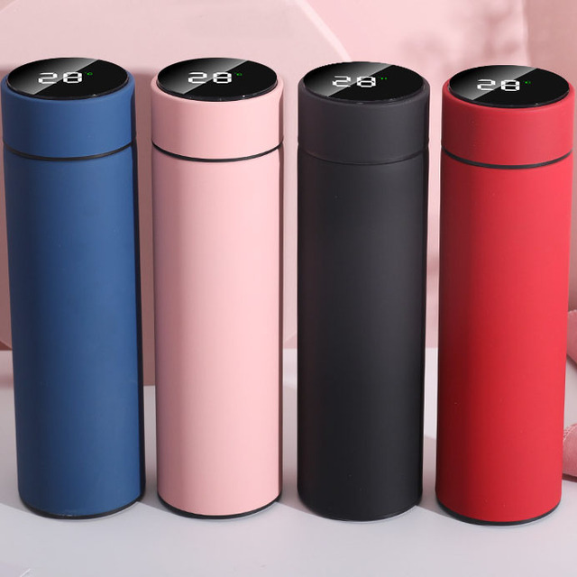 Insulated Smart Drinking 500ML Led Flat Stainless Steel Water Bottle for Kids School