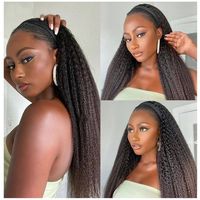 10A ali Grace Perruques Bandeau Cheveux Humains Brésiliens Véritables Longs 24 Pouces Naturels Jerry Bouclés 180 Densité Du Vendeur Chinois