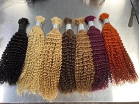 Venta al por mayor de cabello humano virgen 100% para trenzar, 100g, rizado birmano, súper doblemente estirado, trenzas boho, color personalizado, cabello virgen para trenzar.