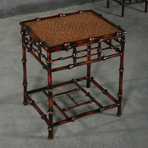 Ming Style Handmade <b>Bamboo</b> Coffee <b>Table</b> Rattan Top Chinese Antique Design Living Room Furniture For Tea Brewing - Product Image 2