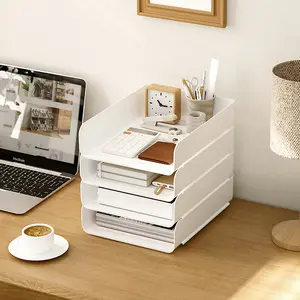 Schul bürobedarf Horizontal A4 Größe Datei und Schreibwaren Lager regal Kunststoff Transparent Stapelbar Desktop Organizer