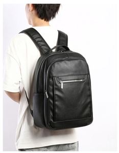 Wholesale Custom 15.6 Inch Computer Bag Durable Travel Waterproof PU Leather School Bag Business Casual Sports <b>Laptop</b> <b>Backpack</b> - Product Image 6