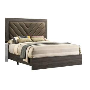 DB Contemporary 1pc <b>Queen</b> Bed Soft Double Bedroom Furniture Upholstered Gray Finish <b>Headboard</b> Bedframe Rubberwood 1pc Bedframe - Product Image 3