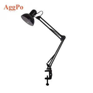 Ajustable plegable de la luz de lectura con clip regulable de doble brazo escritorio Lámpara de lectura de Material de hierro de brazo de oscilación lámpara