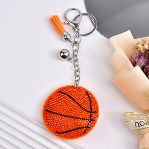 Cadeau pour la fête des mères, mini porte-clés à pampilles créatif en strass, football, basketball, volley-ball, baseball, pour femmes - Product Image 2