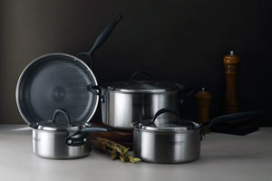 Juego <span class=keywords><strong>de</strong></span> Ollas y <span class=keywords><strong>Sartenes</strong></span> <span class=keywords><strong>de</strong></span> Cocina <span class=keywords><strong>de</strong></span> Acero Inoxidable 304 <span class=keywords><strong>de</strong></span> la Serie Platinum del Fabricante, Triple Capa <span class=keywords><strong>de</strong></span> <span class=keywords><strong>Titanio</strong></span> Platino, Antiadherentes y Pulidos - Product Image 3