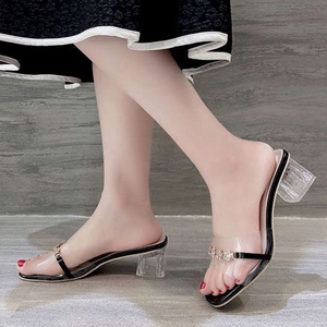 Nouvelles sandales compensées légères style féerique printemps-été 2025 avec perles brodées et talon transparent orné de cristaux - Product Image 3