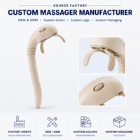 Masseur de cou portatif à long manche le plus vendu, avec pétrissage réaliste, appareil de massage réglable pour la relaxation des muscles du cou, des épaules et du dos