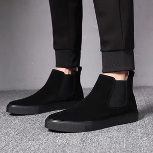 Bottes <span class=keywords><strong>Chelsea</strong></span> pour hommes, automne 2024, mi-mollet, style britannique, respirantes, en daim de vache, semelle extérieure en caoutchouc, chaussures décontractées noires - Product Image 3