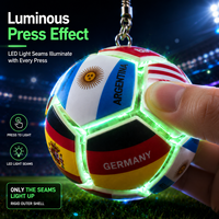 Porte-clés LED lumineux en plastique, motif football, fournisseur de la province du Zhejiang, pour événements, à partir de 14 ans, drapeau national personnalisé