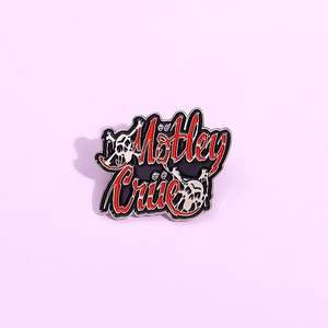 80年代重金属乐队标志珐琅别针音乐翻领胸针，用于时尚服装配件 - Product Image 1