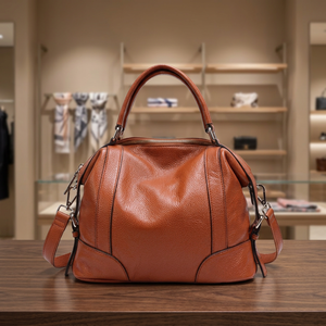 Sac à main en cuir véritable pour femme BS INTERNATIONAL, avec bandoulière amovible, fermeture à glissière, imperméable, grande capacité - Product Image 1