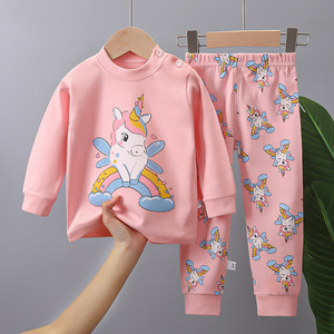 Conjunto de Roupas Casuais para Crianças Pequenas em Algodão com Camiseta de Manga Longa em Duas Peças para Meninos e Meninas - Product Image 1