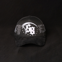 Gorro de Béisbol de Diseño de Lujo de 5 Paneles, Bordado 3D Personalizado con Pedrería, Logotipo Exclusivo Personalizado, Forro de Satén, Gamuza