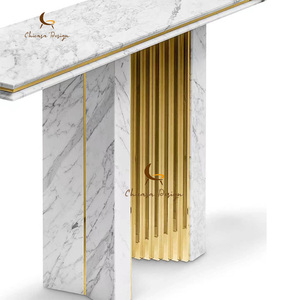 Customized Luxury <b>Console</b> <b>Table</b> Designer Solid Wood <b>Gold</b> Foil Hallway Wall Decor Entryway Custom Furniture - Product Image 3