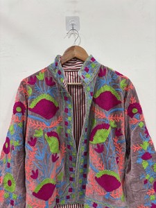 Unisex Spring <b>Jacket</b> Ethnic Luxury Outerwear Suzani Boho Coat Indian Suzani Embroidery <b>Velvet</b> <b>Jacket</b> for Spring Wardrobes - Product Image 4