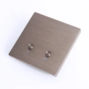 Factory made 2021 Luxury Gray color CNC metal panel push button 2 gang smart 12V DC dry contact wall switch