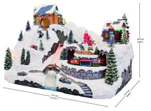 บ้านเล่นสกีหิมะในร่ม, สินค้ามาใหม่ไฟ LED ตกแต่งคริสต์มาสด้วยรถไฟหมุนได้และขยับได้เล่นสเก็ตของขวัญ - Product Image 3