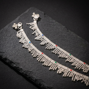 Bracelets de cheville en argent oxydé attrayant antique personnalisé dernière conception Payal pour femmes et filles pour les fêtes mariages festivals - Product Image 2