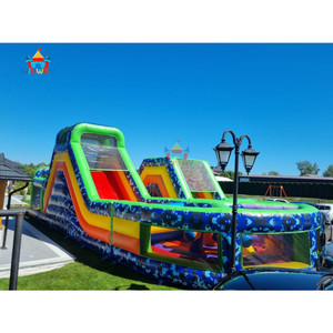 Parcours d'obstacles gonflable camouflage sportif personnalisé avec toboggan, installation facile, matériau PVC, capacité supérieure à 500 kg pour événements de location - Product Image 4