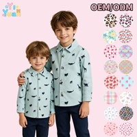 Chemise à col imprimé animaux de la savane pour garçons, manches longues, boutonnée, haut décontracté pour petits garçons, personnalisable OEM