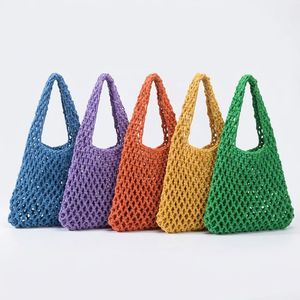 Bolso de Ganchillo Metálico con Logotipo Personalizado, Bolso de Hombro de Algodón Hecho a Mano con Diseño de Cuadrados de Abuela para Mujer, para Viajes de Verano a la Playa - Product Image 4