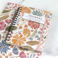 Carnet de notes spirale vintage à motifs floraux, agenda quotidien, couverture rigide, reliure spirale, fermeture élastique, A5 A6, cadeau pour l'école ou le bureau