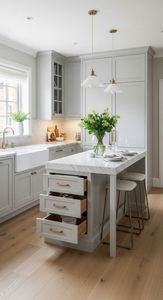 Gabinetes Naturales Color Amarillo Bosque Personalizados para Toda la Casa, Espacio Familiar Pequeño, Freidora de Aire Integrada, Gabinetes Abiertos, Amplio Almacenamiento - Product Image 3