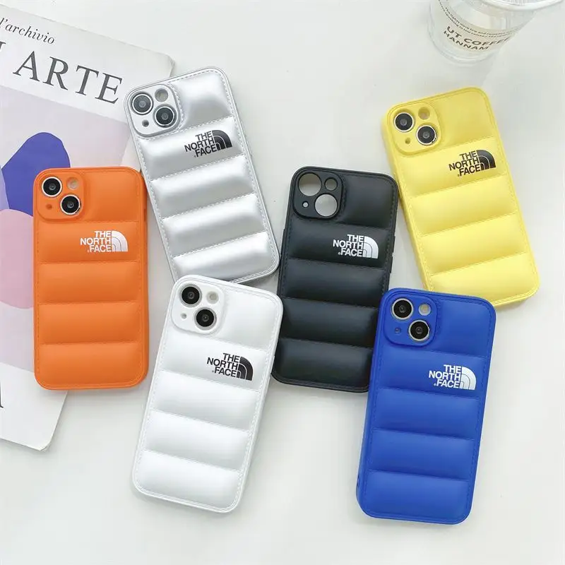 Fashion Puffer Case Klein Blue Soft Touch Puffer Down Jacket Phone Case Cover for iPhone 14 13 12 11 Pro Max X XR XS