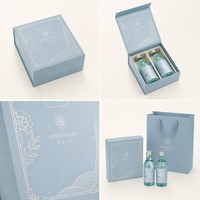 Boîte cadeau personnalisée en matériaux recyclés avec fermeture magnétique, boîte rigide en papier pour deux bouteilles de soju, kit cadeau pour alcool, vente en gros