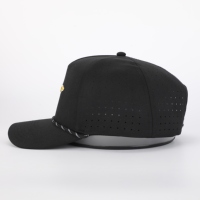 Gorra de Béisbol Deportiva Unisex de 5 Paneles con Logotipo Bordado a Mano Personalizado, Perforada con Corte Láser, Impermeable y Transpirable, de Poliéster