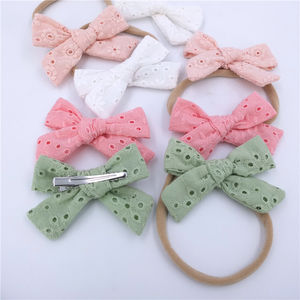Accessoires de cheveux brodé en Nylon <span class=keywords><strong>pour</strong></span> bébés filles, serre-têtes, avec nœud en dentelle, œillets douces et fins, nouvelle collection - Product Image 1