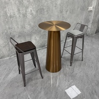 Table de bar en acier inoxydable doré de qualité commerciale, table haute robuste pour restaurant, bar, café, hôtel et usage domestique