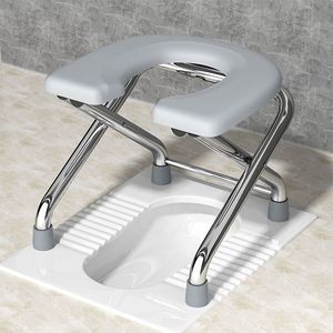 Tabouret de toilette pliant 111 en acier inoxydable avec coussinet antidérapant pour personnes âgées et femmes enceintes - Product Image 1
