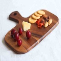 Planche à découper et plateau de petit-déjeuner en bois écologique avec poignée, taille et logo personnalisables, pour accrocher au mur, utilisation en cuisine