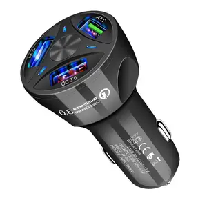 QC3.0 Cargador rápido de luz LED 3 puertos USB Adaptador de cargador de coche 2.4A 5V 7A 9V12A Adaptador de cargador de coche de teléfono universal