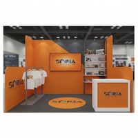 Stand d'exposition personnalisé 10*10 pieds avec logo imprimé, structure en aluminium et tissu tendu pour toile de fond d'expo