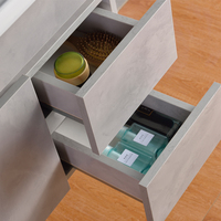 Meuble-lavabo flottant avec vasque en céramique intégrée, mobilier mural moderne en contreplaqué pour projets hôteliers et villas