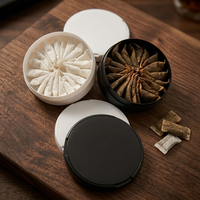 Boîte à snus vide en PP noire, 2 couches, réutilisable, conteneur à tabac 60 ml, pour sachets de caféine et nicotine, aide à l'arrêt du tabac, vente en gros